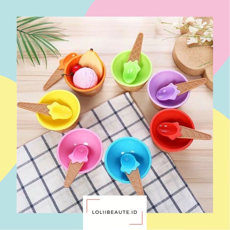 Set Mangkok Masker Ice cream / Mangkok Es Krim / Mangkuk Masker Es Krim / Mangkok Masker Aesthetic