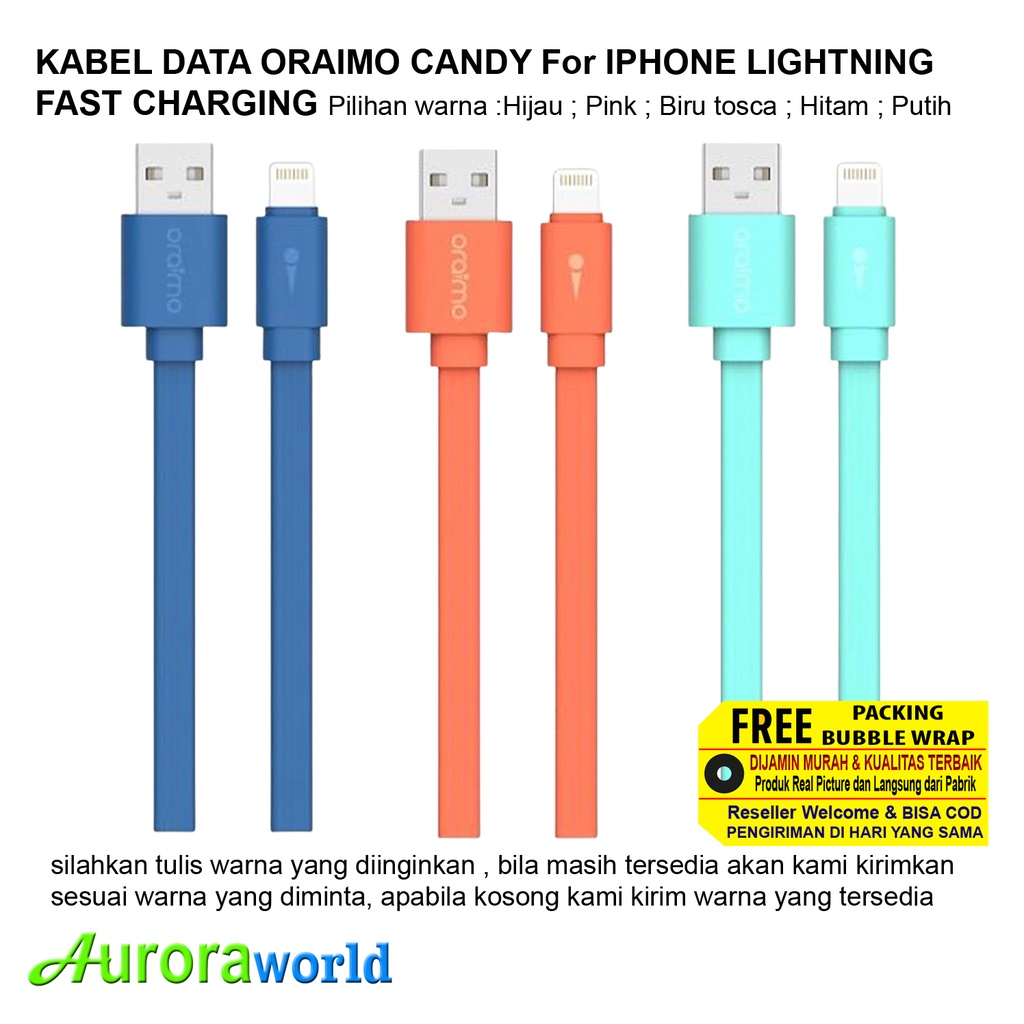 Oraimo Kabel Data Iphone Lightning USB Cable Fast Charging OCD-L53 - White