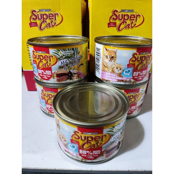 Makanan kucing SUPER CAT kaleng  Mother baby kaleng 160gr / mother and baby kaleng 160gr / super cat kaleng adult baby kitten / induk kucing menyusui