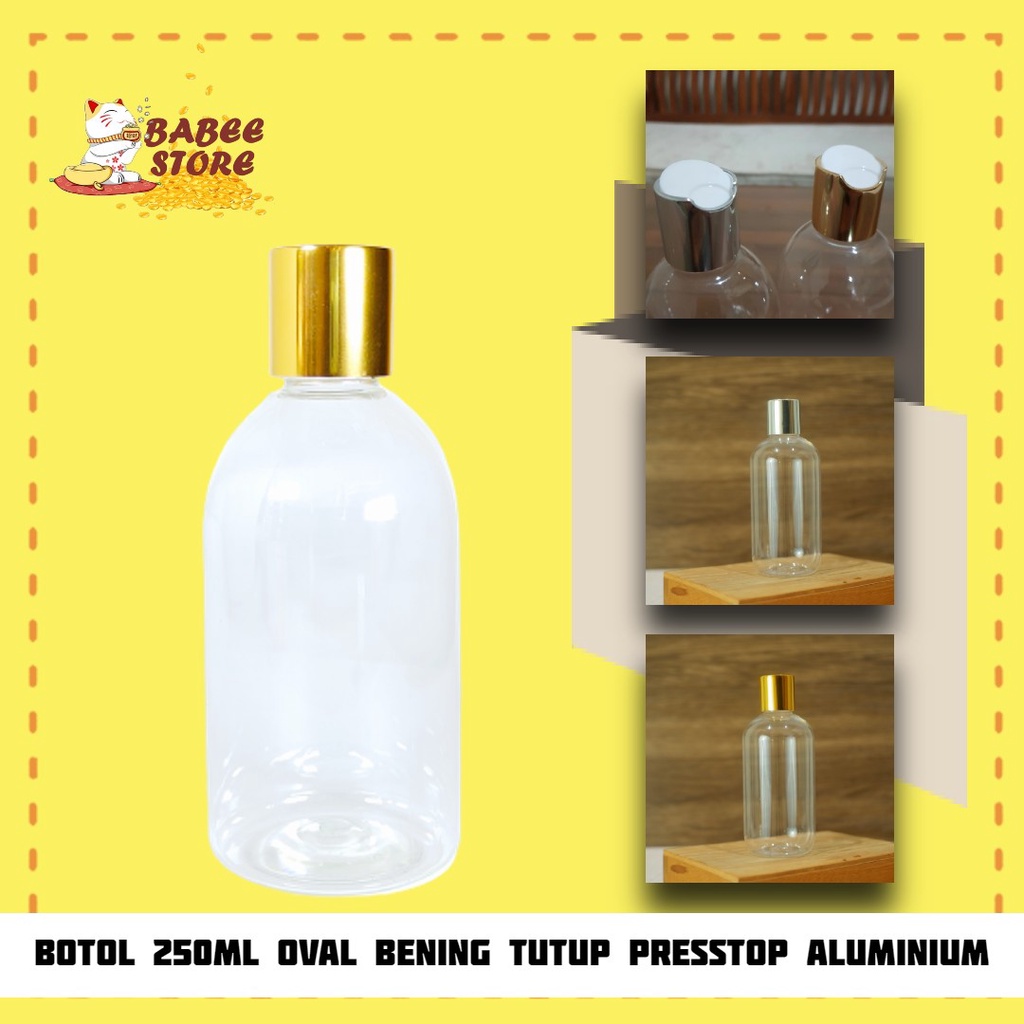 BOTOL 250ML OVAL CLEAR PRESSTOP GOLD BOTOL IS ULANG / BOTOL PRESSTOP 250ML OVAL BENING