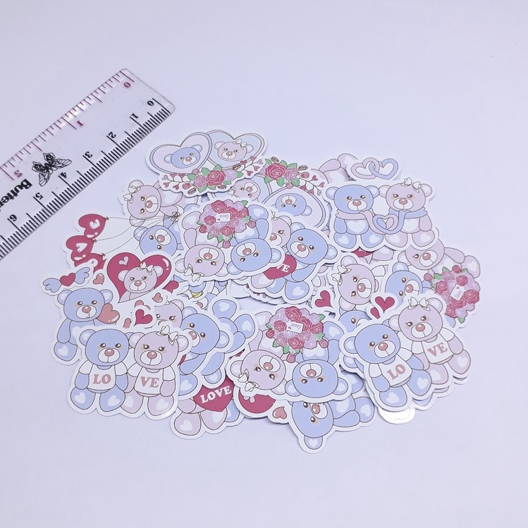

sticker love bear / stiker bear pink blue harga untuk 32 scrapbook DIY