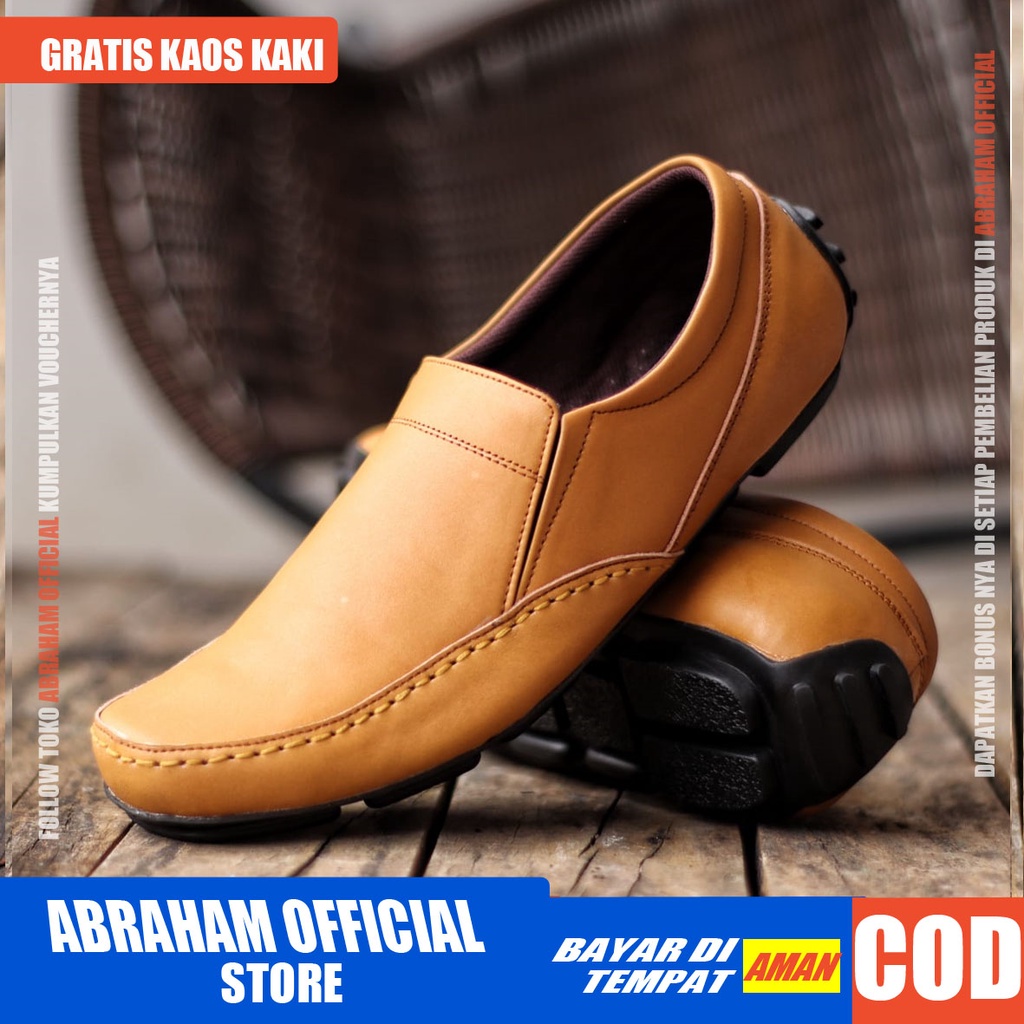 ABRHM x NIBA Sepatu Casual Slip On  Kulit Asli Kasual Formal Pantofel Pria Kerja Kantor Kondangan Original