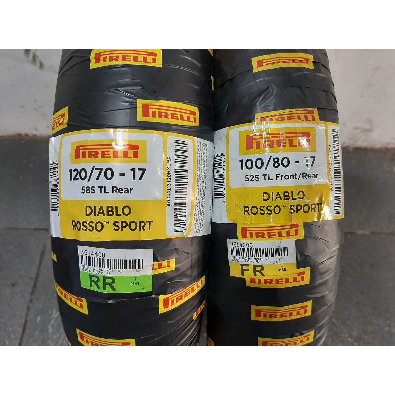 Paket Ban Pirelli 100/80 & 120/70 ring 17 diablo rosso sport R15 R25 Xabre MT15 CBR VIXION