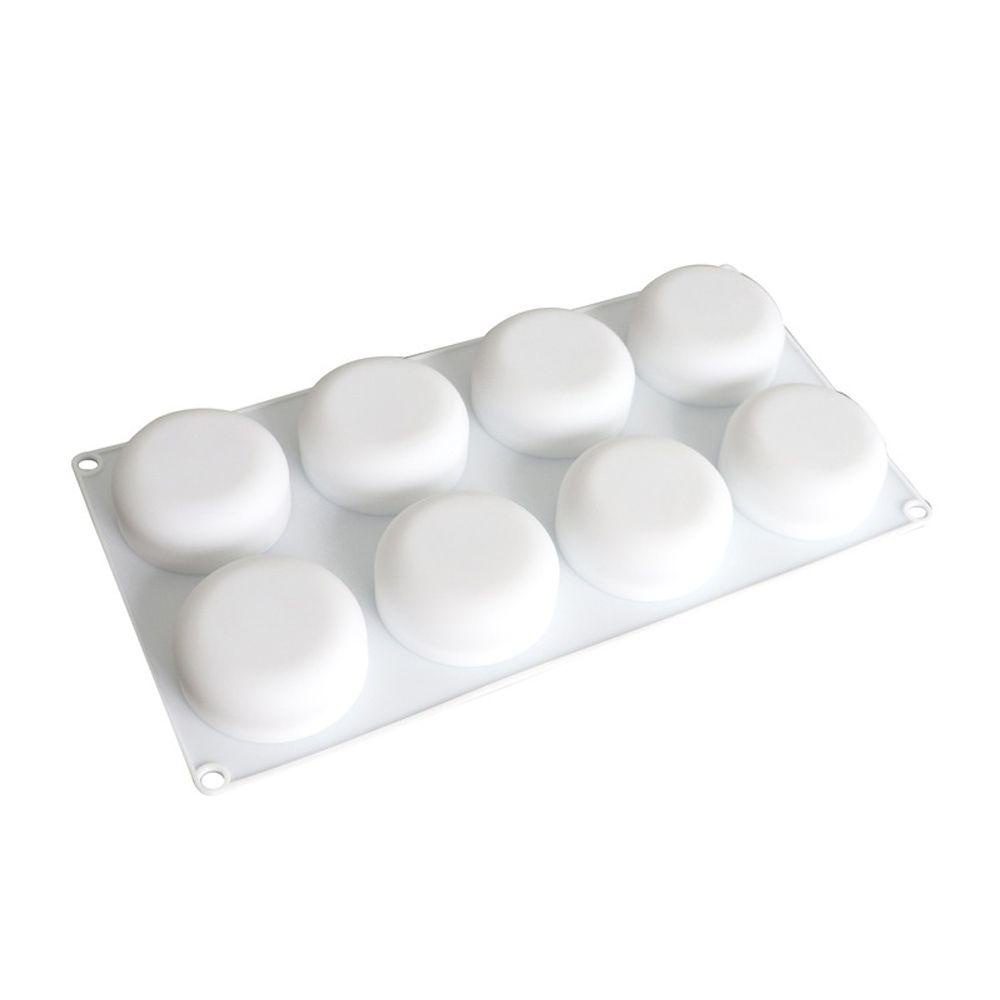 SOLIGHTER Flat Round Bakeware 8 Cavity Baking Tools Cake Mold New Chocolate Mousse DIY Pastry Dessert Bread Jelly Pudding Ice Cream Silicone