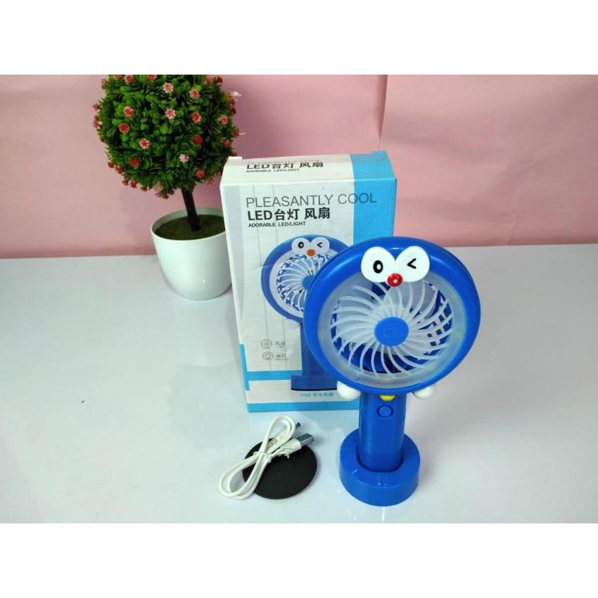 Kipas Angin Lampu Led Hand Mini Fan Usb Portable Karakter - kipas angin mini karakter
