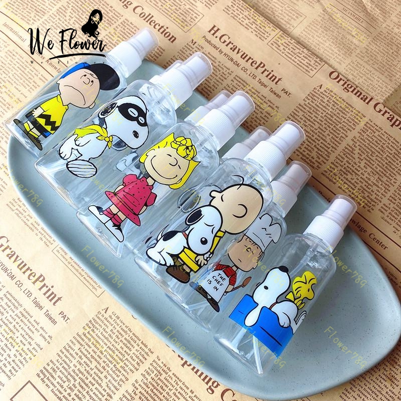 (We) Botol Kosong Bahan Plastik Desain Snoopy Kartun Kapasitas 100ml Portabel Untuk Kosmetik/Makeup