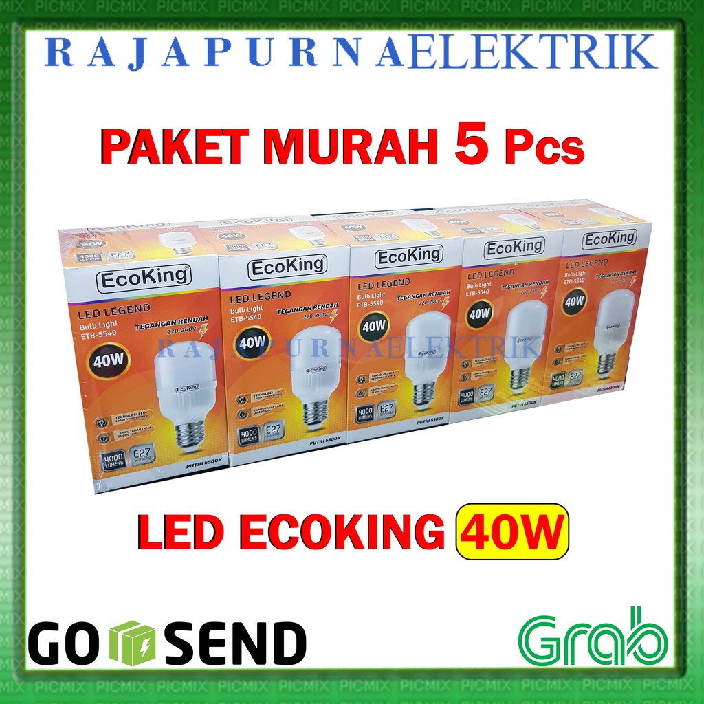 LAMPU LED BULB JUMBO ECOKING 40W / 40 watt SUPER TERANG (PAKET 5Pcs)