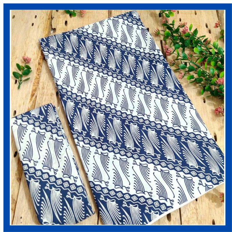 kain batik Pekalongan motif siput biru