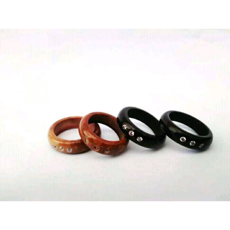 cincin kaokah polos dan permata 1 &amp;3 coklat dan hitam