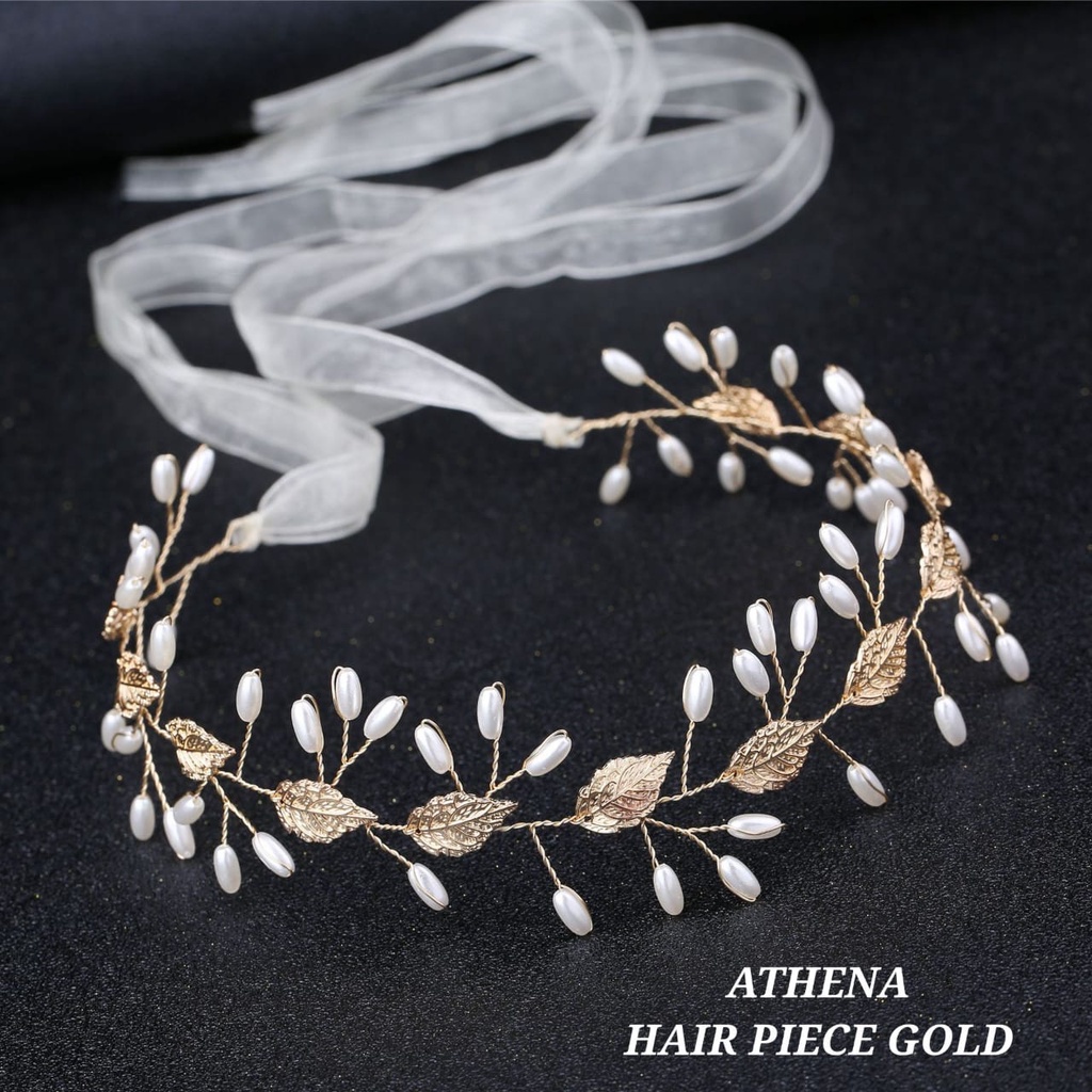 BAJUKIDDIE ATHENA HAIRPIECE GOLD MAHKOTA PENGANTIN AKSESORIS SANGGUL PESTA IMPORT