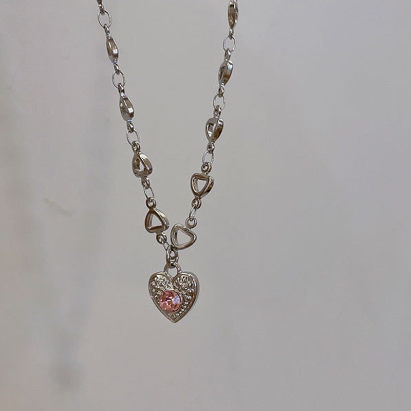 Fashion Diamond Love Stitching Chain Necklace Female Simple Personality Clavicle Chain Neck Lace Sexy Girl Jewelry