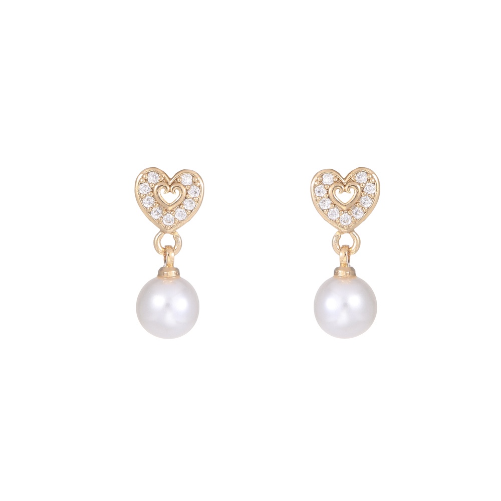 D.G.C Berlian Mutiara Penuh Berlian Anting Pejantan Wanita  Stainless Steel Fashion Rose Gold D294