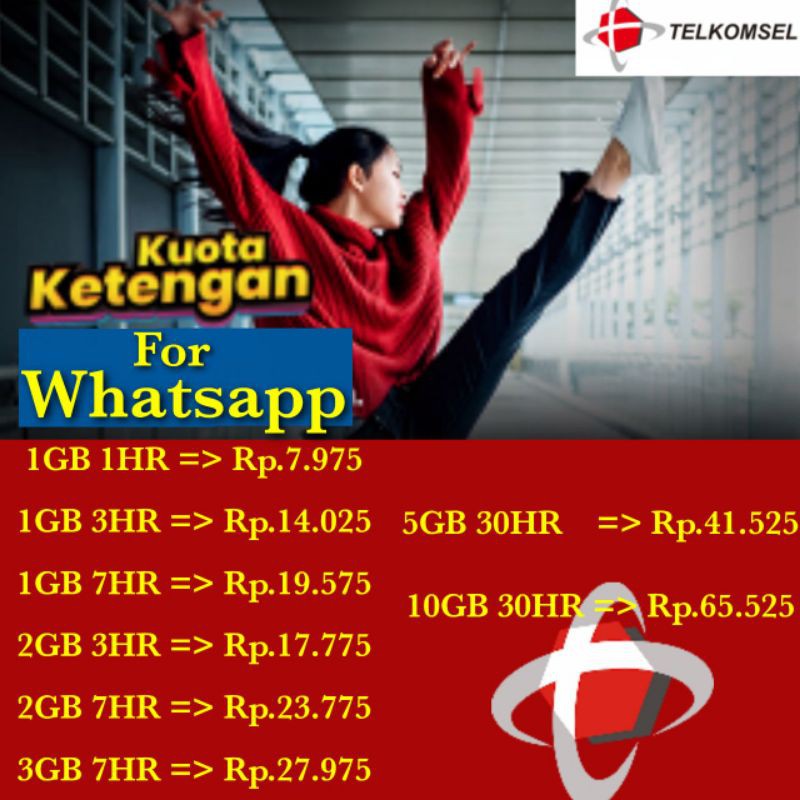 kuota ketengan WHATSAPP TELKOMSEL SIMPATI LOOP AS