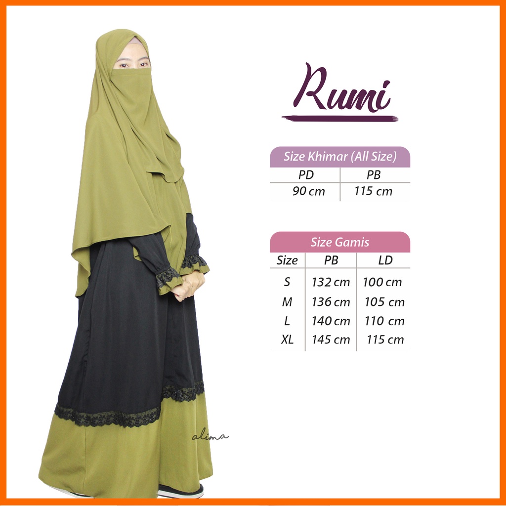 Gamis Set Syari Free Cadar Wolfis Rumi By Alima Indonesia