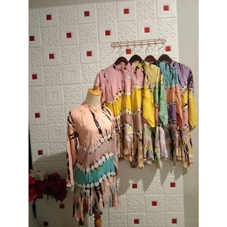 Tunik twill rempel bawah bahan katun rayon