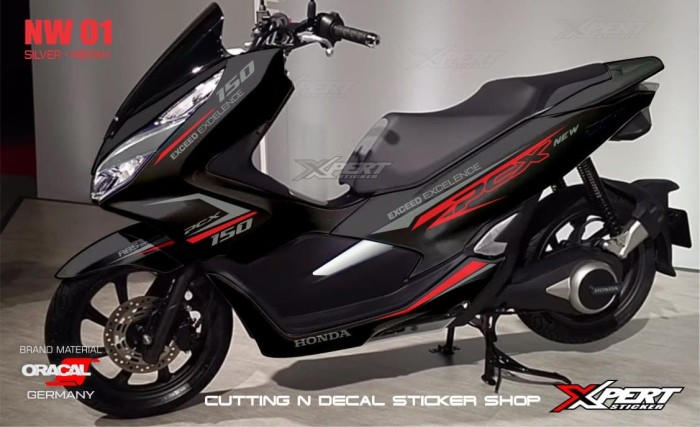 STRIPING PCX STICKER PCX HONDA EXCEED MERAH - SILVER STIKER PCX MERAH PUTIH