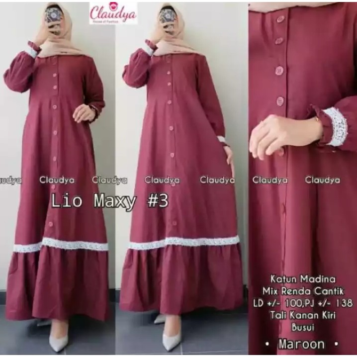 Gamis Claudiya Dress Dengan Renda