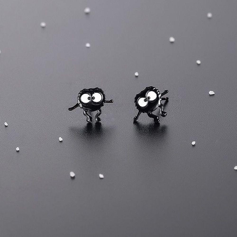 [Elegan] Wanita Anting Kreatif Jepang Lucu Kawaii Hitam Tembaga Briket Anting