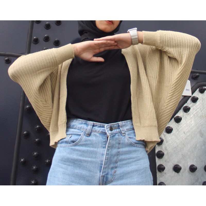 [RAJUT] Cardigan Rajut BATWING tebal-beige