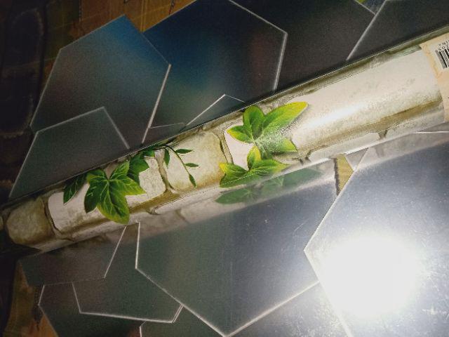 Tisyashopz - Wallpaper Sticker Uk: 45 Cm X 9.5 Meter , Batu Bata Putih W/daun