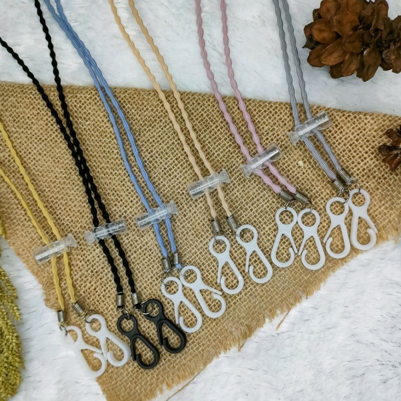 VIOLET Tali Masker Kalung Masker Model Curly Tali Masker Hijab dan Konektor Kalung Masker Hijab Kalu