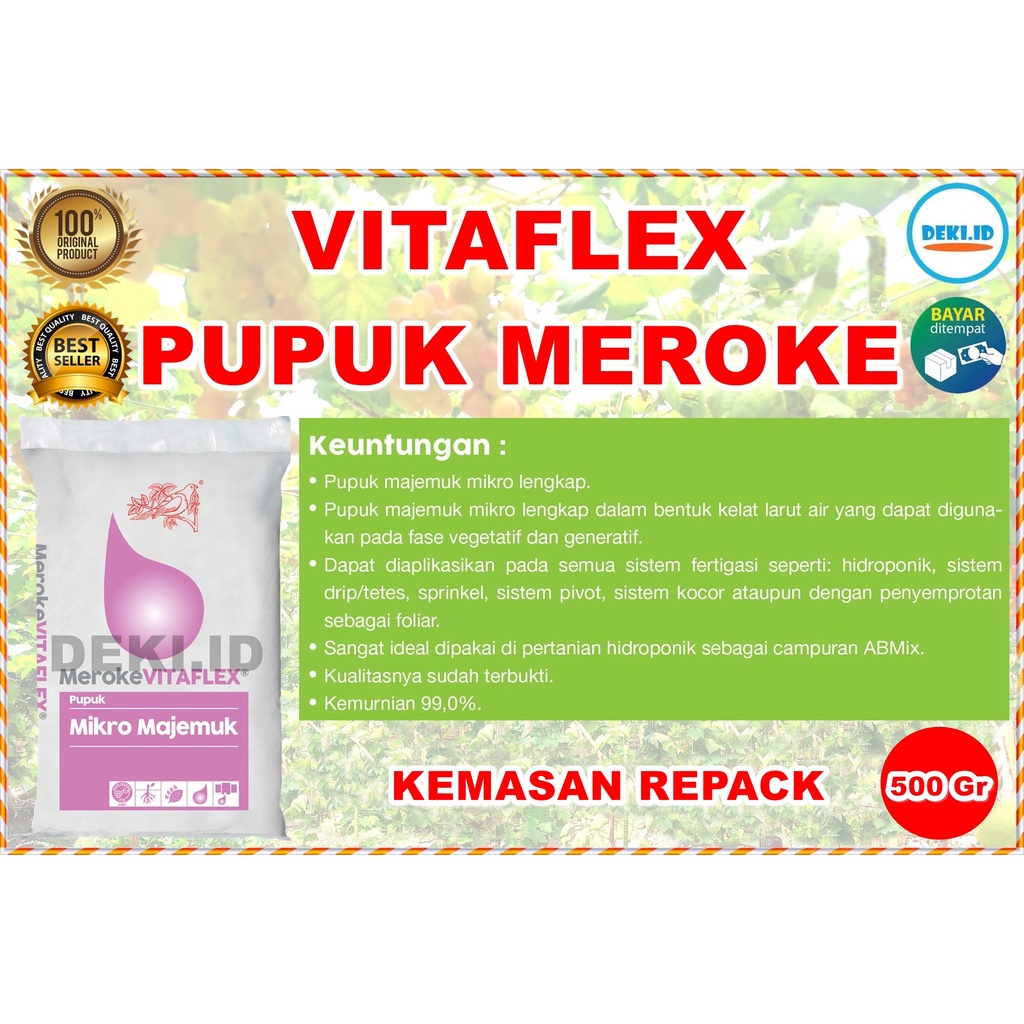 Jual Pupuk Vitaflex Meroke Gram Kemasan Repack Nutrisi Mikro Hidroponik Grade Shopee Indonesia