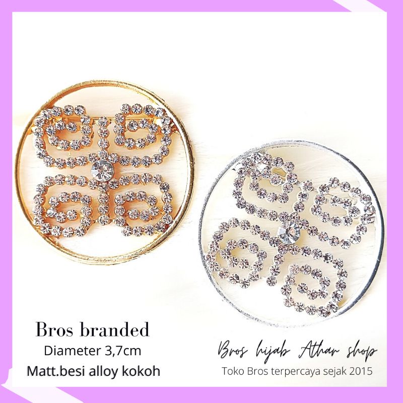 Bros B/bross signature branded /brooch button/Bros hijab buttonscarves Athar shop scarves murah-Restu mata silver
