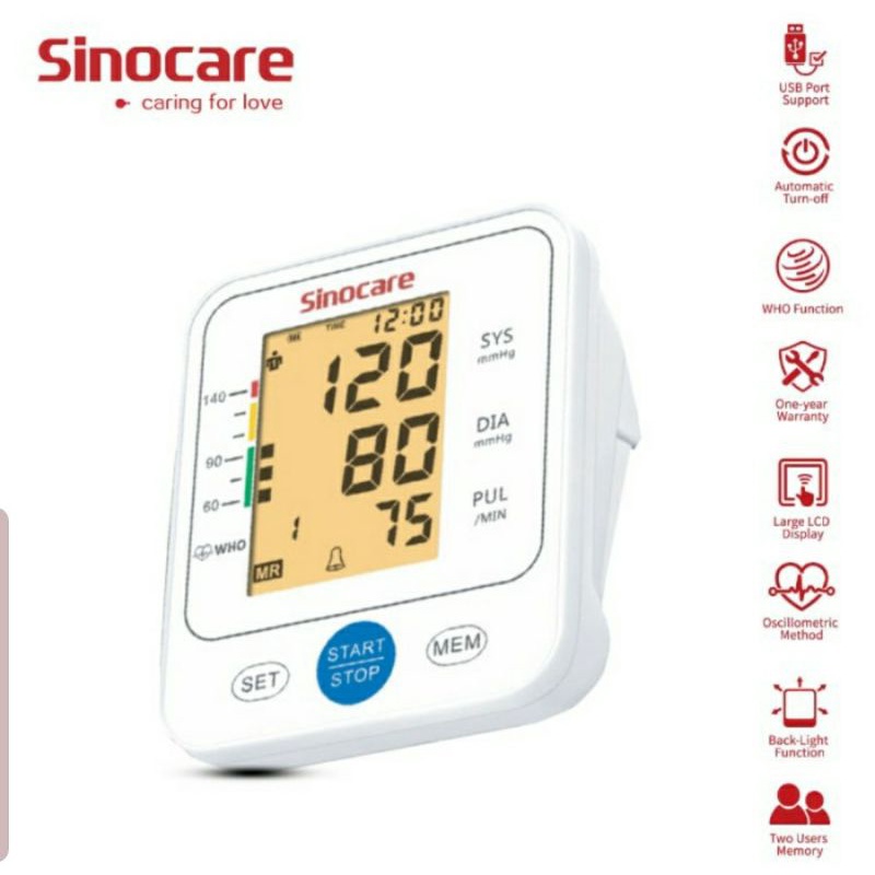 Tensimeter Digital Suara Sinocare BSX-516 Alat Cek Tekanan Darah Otomatis