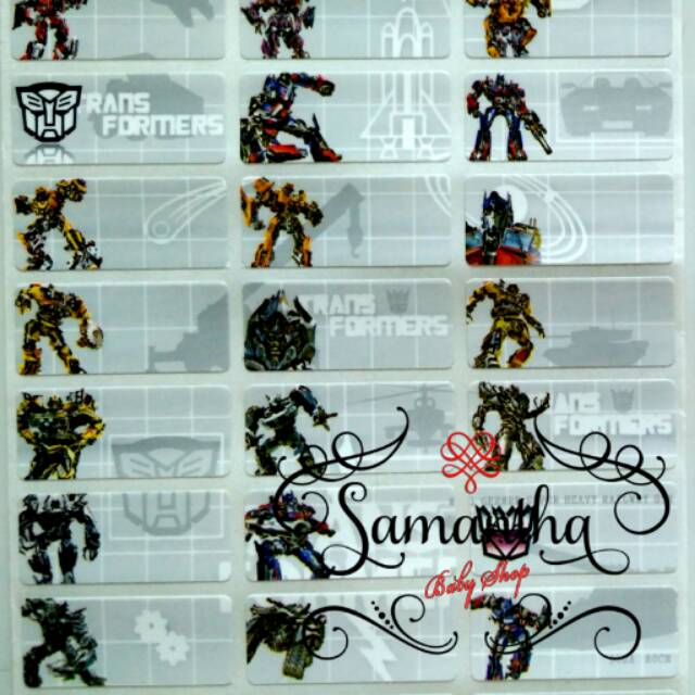 

Stiker nama waterproof motif Transformer