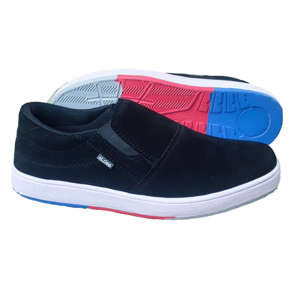 Sepatu Hitam Slip On Pria Aldeo SWL HT10 Black Slop Casual Dewasa Tanap Tali Terbaru Buat Gaya Santai