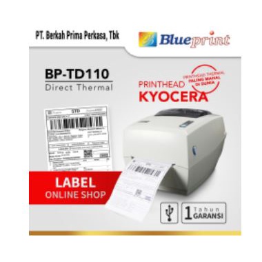 Printer thermal barcode label Blueprint wired usb b 2.0 203dpi 110mm bp td-110 td110