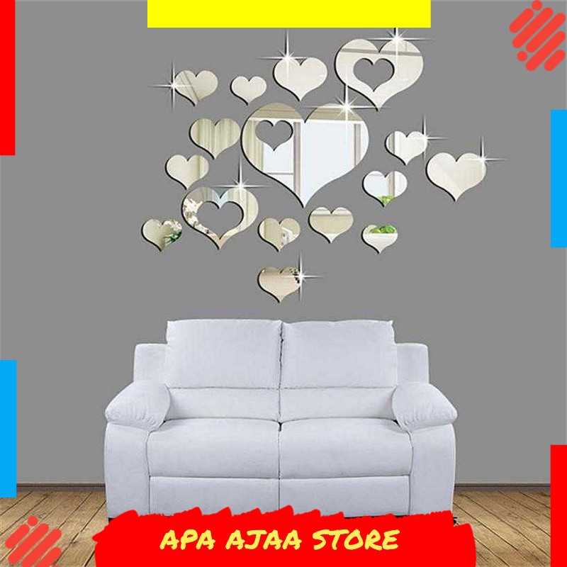 Hot Promo ! SOLEDI Sticker Dekorasi Dinding Love Mirror Acrylic 15 PCS - SL08