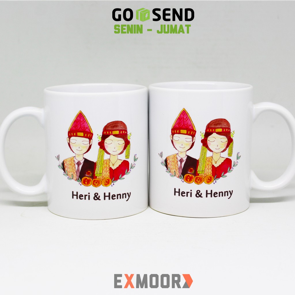 Mug Couple Pengantin Batak untuk Kado Pernikahan