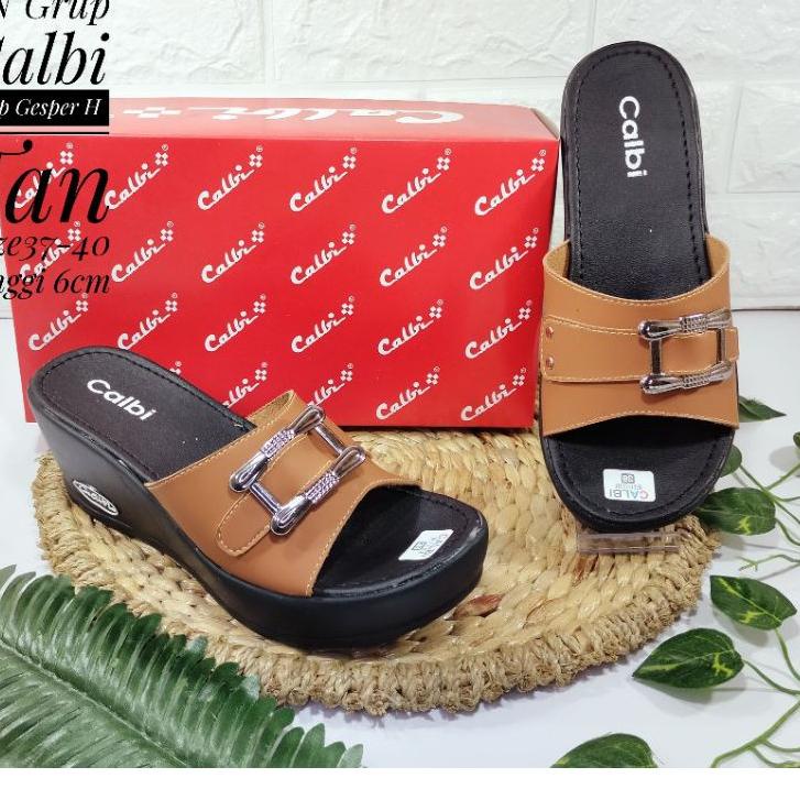 {SKO.31My22ᴱ} SANDAL CALBI / model sandal calbi 2021 / calbi wedges / wedges sandal / kode slop Gesp