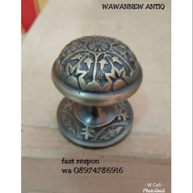 Knop Pintu / Handle Pintu / Gagang Lemari Pintu Rumah Kuningan Motif Ukir 7cm