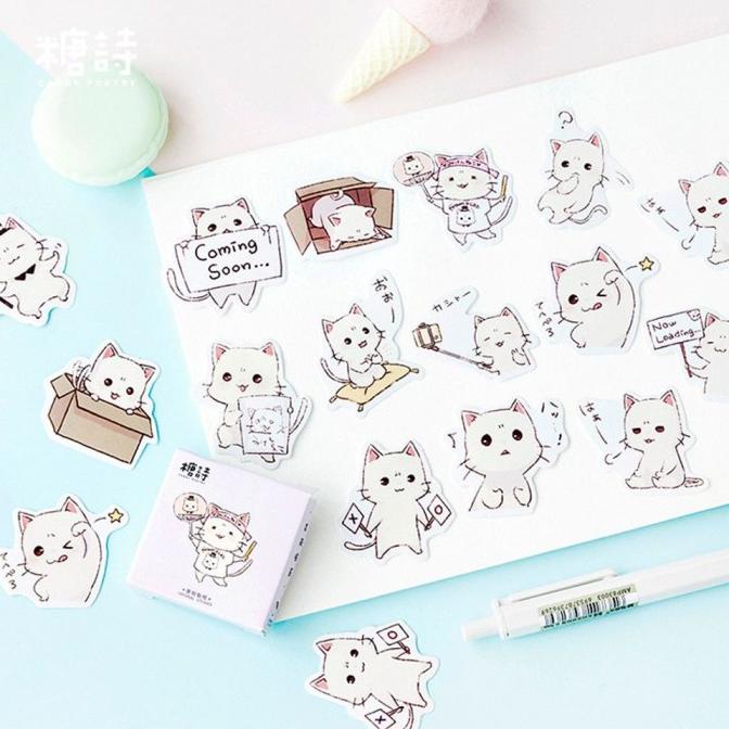 

RZ295 45pcs K Stiker Kun Hewan Kucing cu Untuk Alat Tulis Sekolah Scra