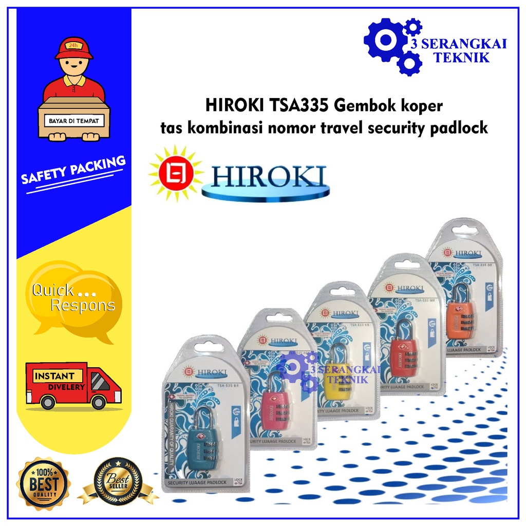 HIROKI TSA335 Gembok koper tas kombinasi nomor travel security padlock