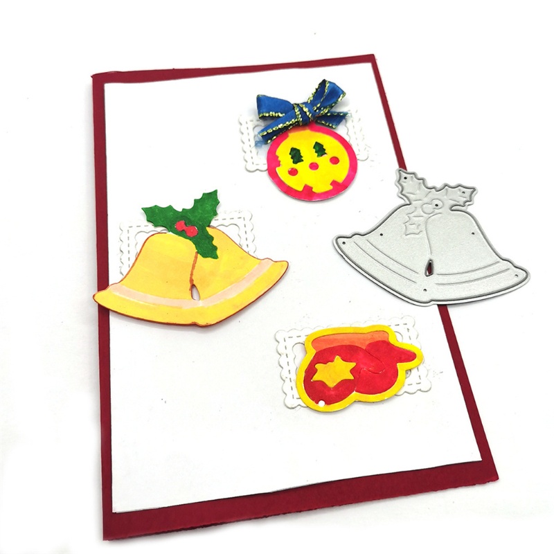 Zzz Cetakan Stensil Cutting Dies Motif Lonceng Natal Bahan Baja Karbon Untuk Scrapbook / Craft DIY