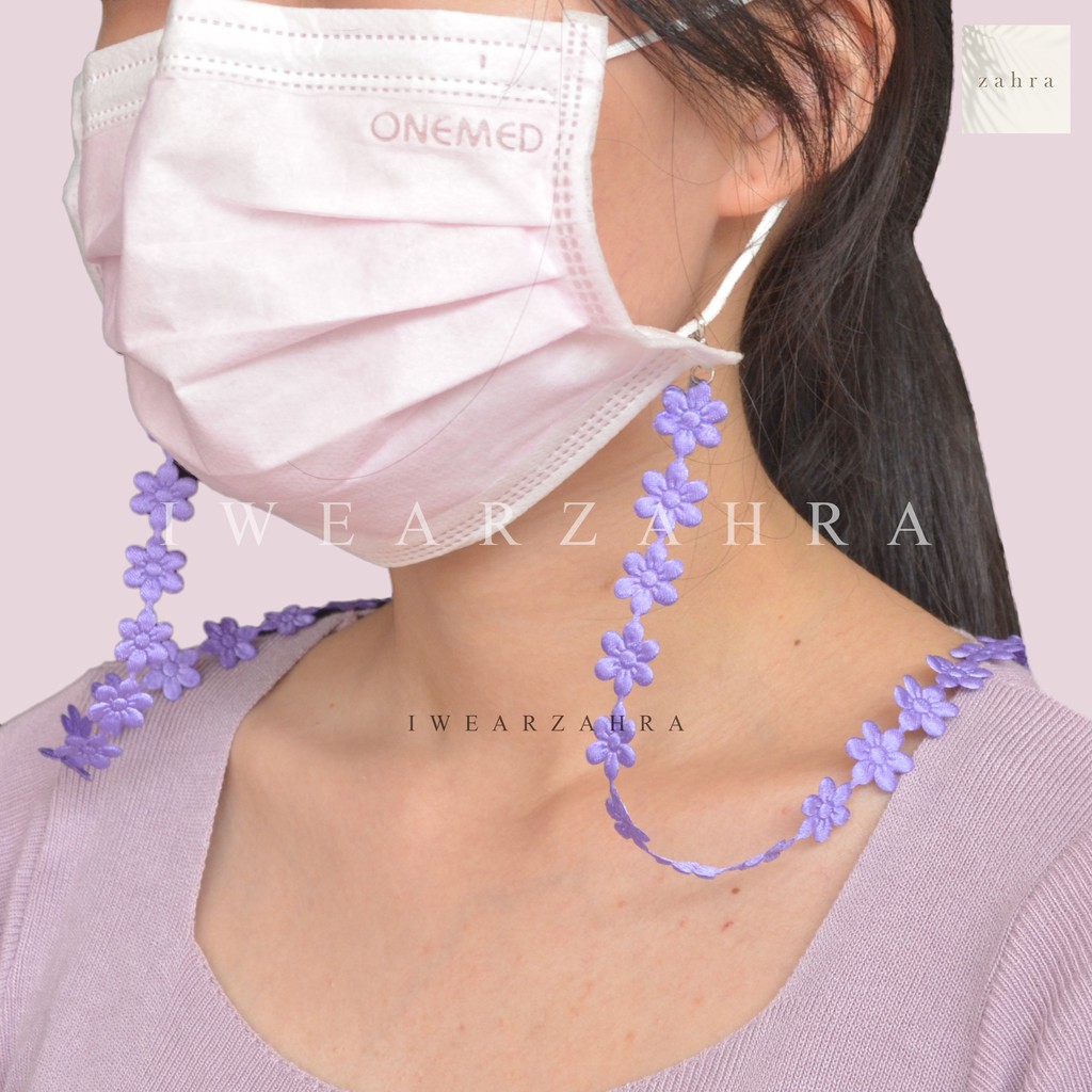 STRAP MASK [BUNGA] - Kalung Tali Mask Gantungan Cantolan Kristal Konektor Pengait Strapmask Murah