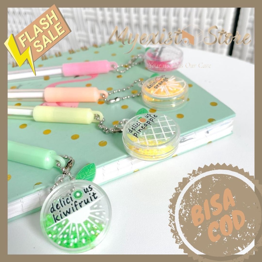 

pulpen gantungan motif delicious fruit buah 4 warna pink orange kuning hijau super gemes unik lucu viral banyak dicari bolpen gantungan buah warna warni murah alat tulis kantor sekolah ready jakarta cod bisa grosir IVN507
