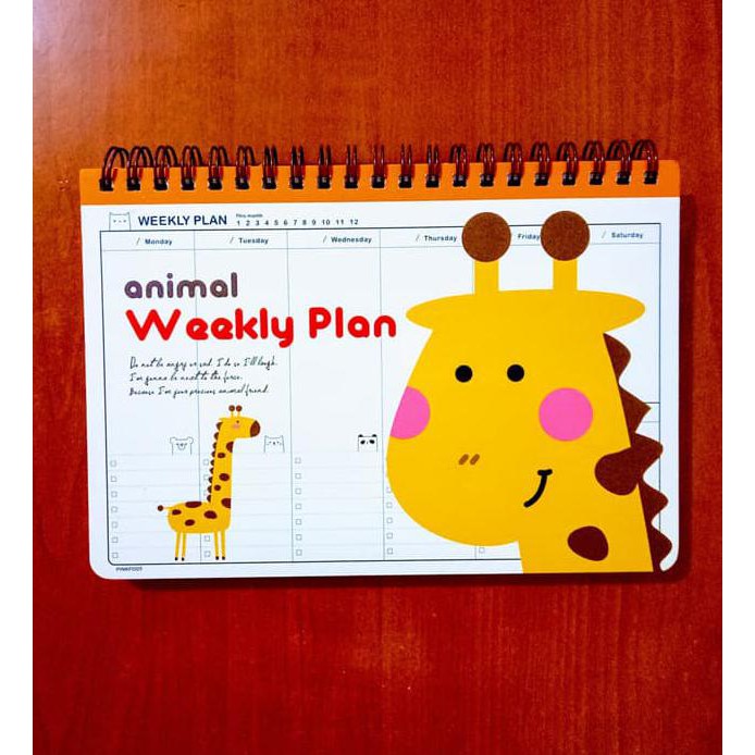 

Weekly Planner Notebook / Buku Tulis Agenda Diary Motif Animal Jerapah