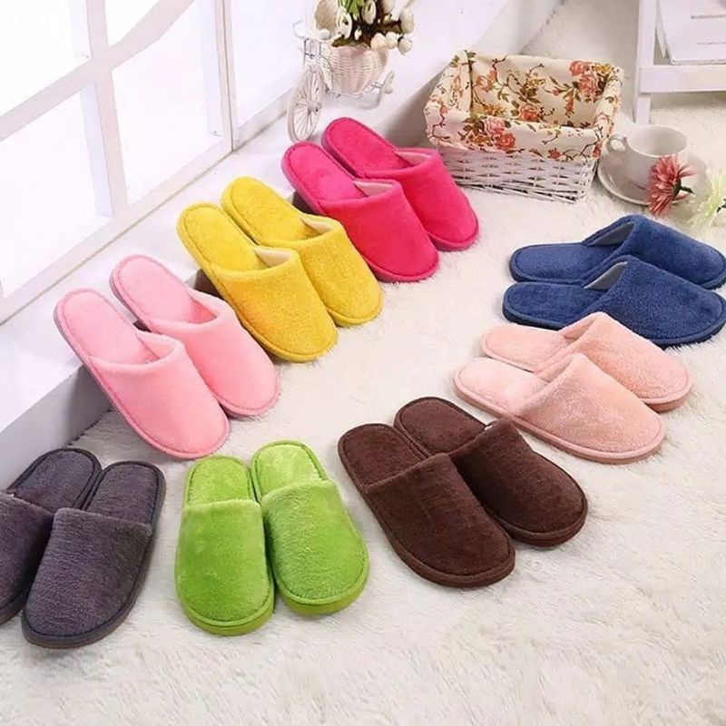 Sendal Rumah Indoor Home Slipper / Sandal Selop Colorful / Sandal Rumah Hotel / Sandal Bulu / Sandal Empuk