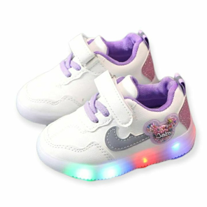 Juragan Junior [COD] Sepatu MAIKY Lampu LED Anak Perempuan Import Size 21-30