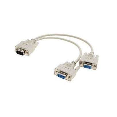 VGA SPLITTER 2 PORT CABLE FOR MONITOR LED - KABEL VGA CABANG 1 MALE TO 2 FEMALE DB15