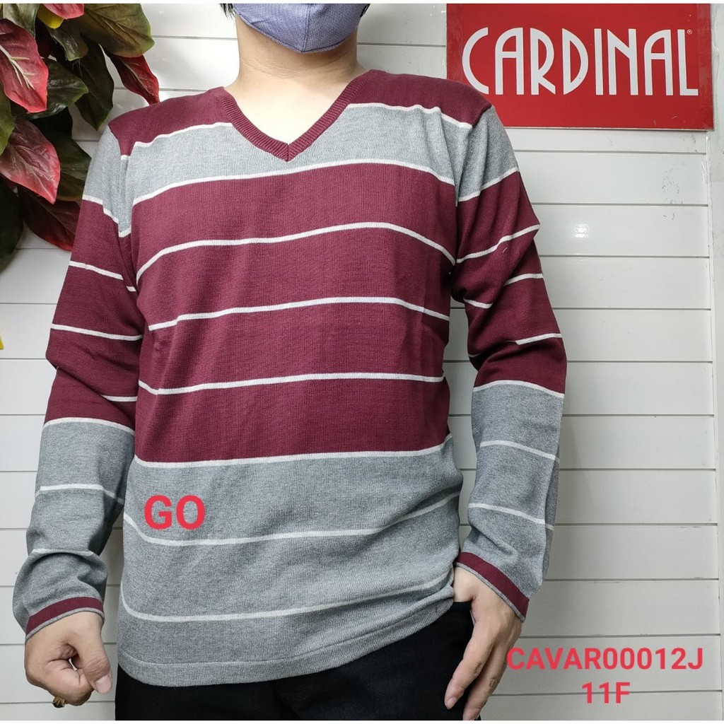 BB CSJB CARDINAL SWEATER JEANS Pakaian Pria Casual Salur Lengan Panjang