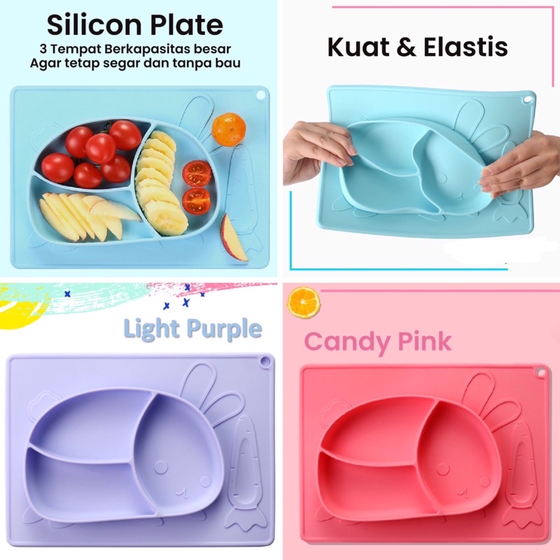 Piring Makan Bayi Silikon baby suction Plate Mat Platemat Silicone