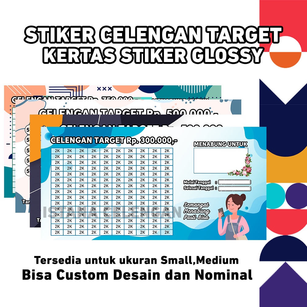 STIKER CELENGAN TARGET STIKER CELENGAN VIRAL TABUNGAN TARGET CELENGAN TIKTOK COD MURAH STIKER GLOSSY