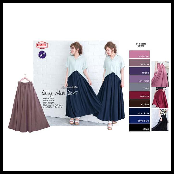 Swing Maxi Skirt / Rok Payung Import/ Rok Lebar Jumbo - Dusty Pink