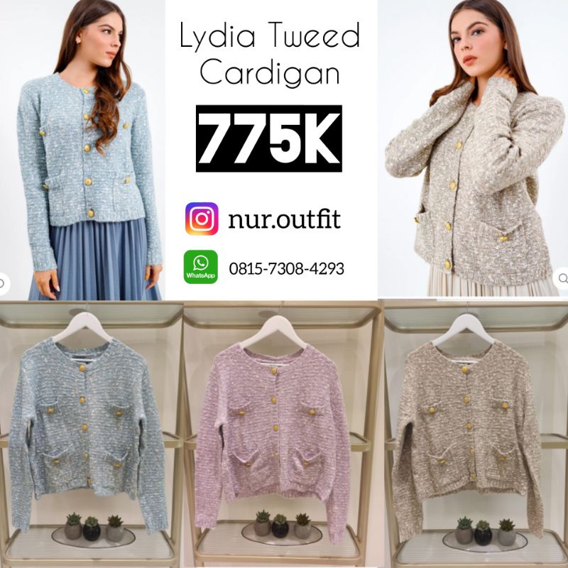 LYDIA TWEED CARDIGAN BENANG JARUM