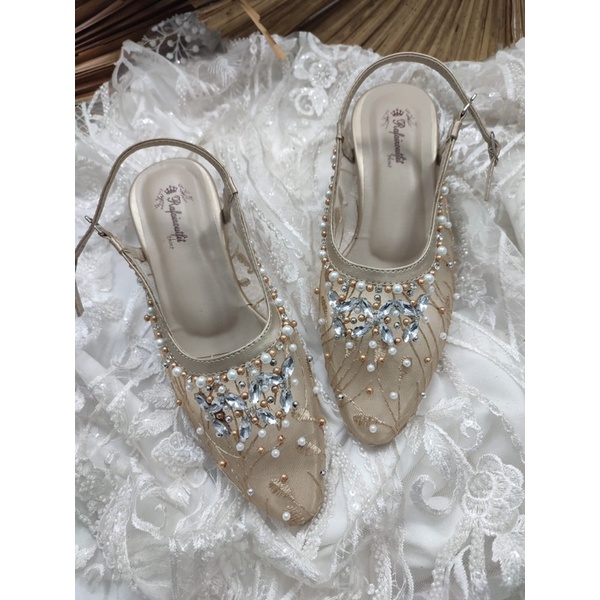 sepatu Rafaizoutfit tisya gold sepatu wanita sepatu wedding 3cm tahu